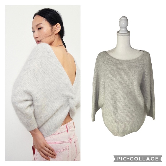 ba&sh Sweaters - BA&SH Fill Jumper Light Grey Barmy Pullover Twist Knot Sweater SZ Medium - NWT